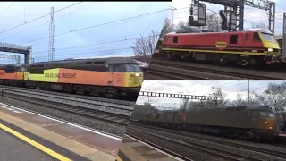 3 Workings at Rugeley, FreightLiner Orange 90005, Colas 56s & DRS 57 & 37s, 14/12/21