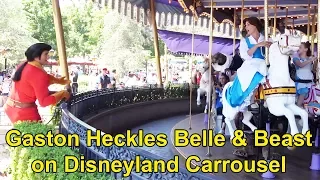 Gaston Heckles Belle & The Beast at Disneyland as they Ride King Arthur Carrousel in Fantasyland
