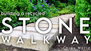 DIY Garden Path design & build using recycled stone #gardenpath #pathbuild #walkway