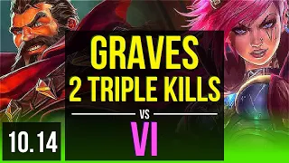 GRAVES vs VI (JUNGLE) | 2 Triple Kills, KDA 20/0/4, Legendary | BR Master | v10.14