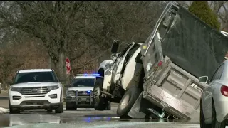 City of Detroit truck gets stuck in sinkhole