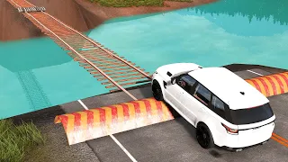 Car vs. Train Tracks - Bridge, Deep Water, and Low Pipe! Insane Challenge in BeamNG.drive