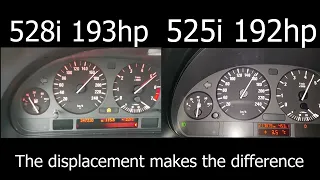 BMW e39 528i 193hp vs 525i 192hp 0-200 Acceleration test side by side