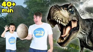 Baby T rex Egg Hunt | Educational Dinosaur Videos for Kids by Papa Joel's English