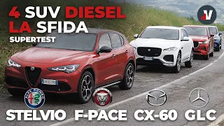 Alfa Romeo Stelvio vs Jaguar F-Pace vs Mazda CX-60 vs Mercedes GLC • Qual è la migliore?