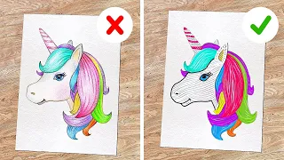 TRUCOS DE ARTE COLORIDOS E IDEAS DIY CREATIVAS || Increíbles desafíos de dibujo por 123 GO! Like