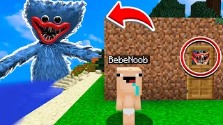 BEBE NOOB VS CREEPYPASTA HUGGY WUGGY MINECRAFT TROLL + ROLEPLAY