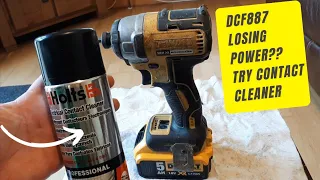 Dewalt DCF887 Power problems?Use contact cleaner!!!