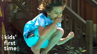 Kids Jump Off a Diving Board for the First Time | Kids First Time | HiHo Kids