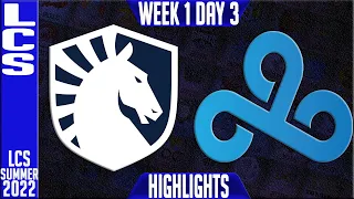 TL vs C9 Highlights | LCS Summer 2022 W1D3 | Team Liquid vs Cloud9