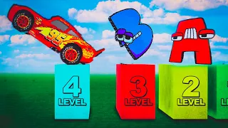 Dinoco and McQueen VS Alphabet Lore in rainbow road AND MORE | TEARDOWN