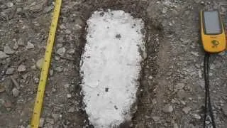 Rough Hollow. Bottom of 14 inch casted Bigfoot print right after being dug up.RMSO.net
