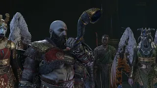 Kratos blows Hemdall's Gjallarhorn and starts the invasion of Asgard - God of War Ragnarok