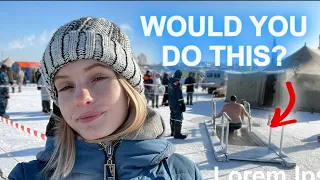 Traditional winter swimming in Russia // Jumping into the ice hole w/ @ZacktheRussian