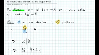 Tallteori 03a: Sammensatte tall og primtall