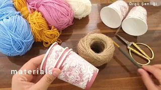 WOW GREAT IDEAS! 😍 Look what I did with the paper cups I found in the trash! RECYCLING CROCHET DIY