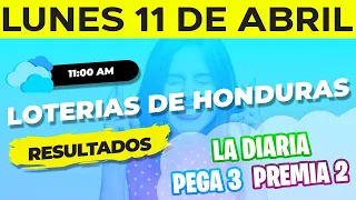 Sorteo 11AM Loto Honduras, La Diaria, Pega 3, Premia 2, Lunes 11 de Abril del 2022 | Ganador 😱🤑💰💵