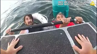 ‘Hero’ Officers Save Father and Son Floating on Cooler