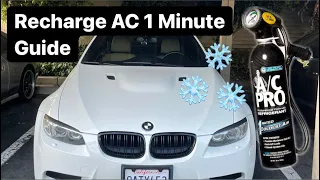 AC Not Working? How To Recharge AC Refrigerant 2008-2013 E92 BMW Low Freon