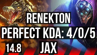 RENEKTON vs JAX (TOP) | 4/0/5, 1400+ games | KR Master | 14.8