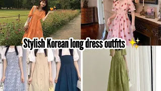 Stylish Korean long dress outfits for girls || #koreanstyle #koreanfashion #koreanoutfits #trending