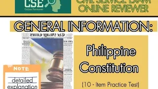 CIVIL SERVICE EXAM | General Information: Philippine Constitution | CSE Online Reviewer