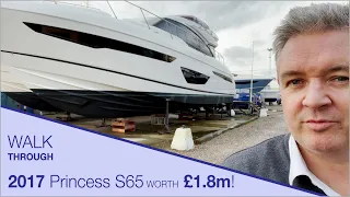 Walk through of 2017 Princess S65. £1.8m ! (Someone left something in the bathroom!)