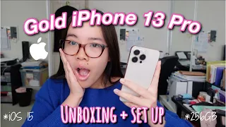 iPhone 13 Pro Gold UNBOXING + FIRST IMPRESSIONS *camera testing, setup and more!!