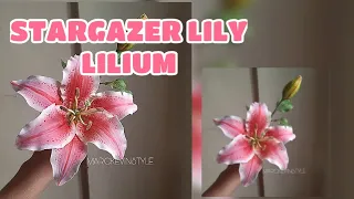 STARGAZER LILY OR LILIUM  with leaf and buds (Gumpaste or Clay) Vlog 13 by Marckevinstyle