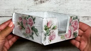 Декупаж салфетницы , ручная работа.  Decoupage napkin holder , handmade.