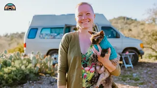 Solo Female Digital Nomad in Spacious Ford Camper Van