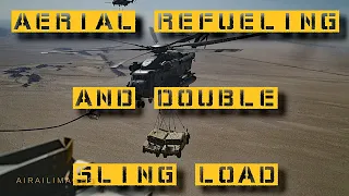 Aerial Refueling With Heavy Lift Sling Load - USMC CH-53 Helicopters and KC-130