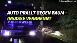 Auto rast gegen Baum - Insasse verbrennt