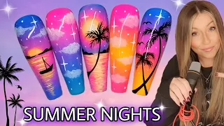 🌅 Summer sunset nails | Palm tree gel polish nail art design | Easy ombré | Galaxy | Beach | Cosmic