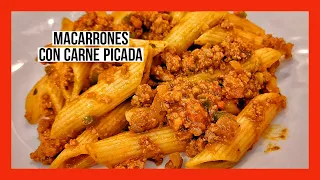 Los mejores MACARRONES CON CARNE PICADA chorizo y tomate