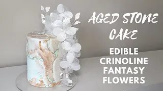 WOW! How to make an AGED STONE CAKE | Edible Crinoline FANTASY FLOWERS | MODERN FONDANT TECHNIQUES