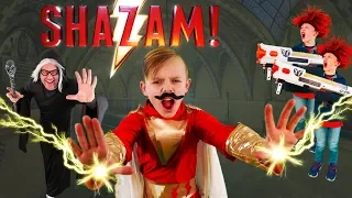 Shazam Super Hero Showdown In Real Life! Shazam Super Powers VS Crazy Twins!