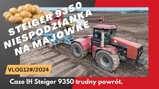 Ciągnik kupiony na złomie zablokował drogę. Case IH Steiger 9350.