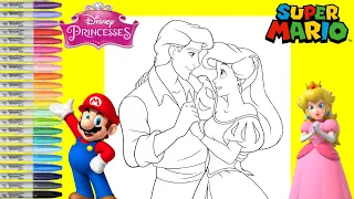Disney Princess Makeover as Super Mario Bros Mario and Princess Peach Coloring Book Page