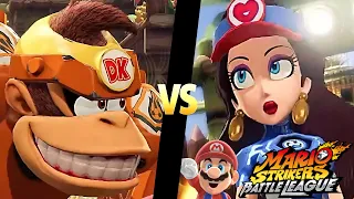 Mario Strikers Battle League Team Donkey Kong vs Team Pauline in Jungle Retreat