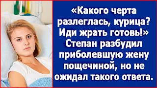 Какого черта разлеглась? Иди к плите готовить. Степан разбудил приболевшую жену.