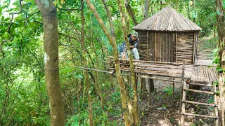 The Overnight Bushcraft Shelter Camping Story- Wood House BBQ Dinner- Solo Time