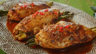 Healthy Stuffed Chicken Breast with Asparagus, Mozzarella, and Sun-dried Tomatoes