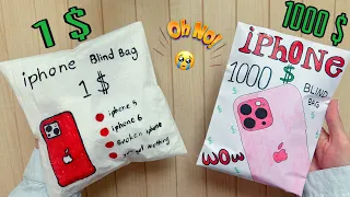 iPhone squishy blindbag paper 😍 1$ vs 1000$ 🤑OH Noooo😭