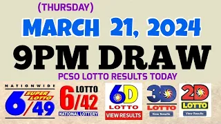 Lotto Result Today 9pm draw March 21, 2024 6/49 6/42 6D Swertres Ez2 PCSO#lotto