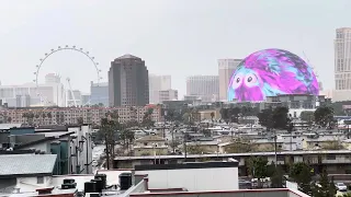 Las Vegas Strip Sphere and High Roller View 2024 ASMR Rain and clouds #TKOB #thekingofbakersfield