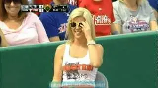 Hooters Girl Messes Up Live Baseball Game