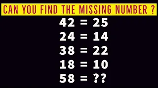 If 42=25 24=14 38=22 18=10 Then 58= ?? || Missing Number Puzzle || Reasoning