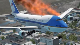 Boeing 747 Air Force One Runway Overrun Emergency Landing | X-Plane11