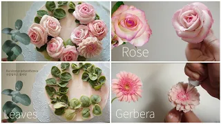 유칼립투스 폴리안, 거베라, 장미 앙금플라워  Eucalyptus polyanthemos, Gerbera, Rose /flower piping techniques